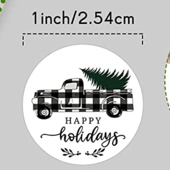 100 Christmas plaid pickup truck/tree stickers - Picture 6 of 6